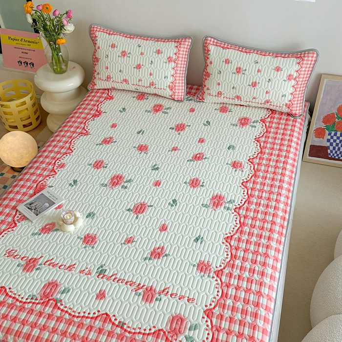 91家纺网 家纺一手货源 找家纺 美乐迪 2024新款大版乳胶凉席 玫瑰花园