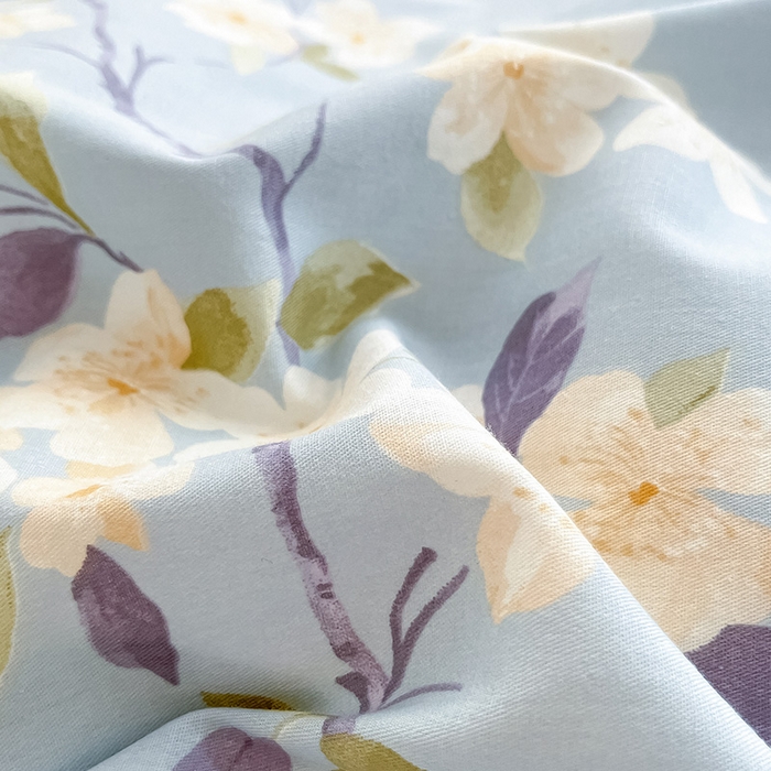 91家纺网 家纺一手货源 找家纺 绵庭家纺 2024新款AB版全棉印花系列四件套 杏花微雨