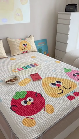 91家纺网 家纺一手货源 找家纺 美乐迪 2024新款大版乳胶凉席 奶油芝士