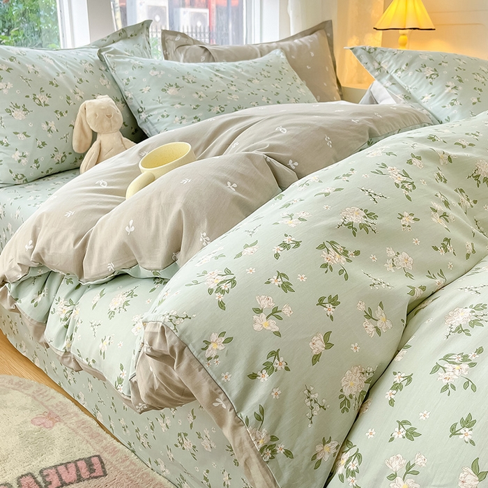 91家纺网 家纺一手货源 找家纺 绵庭家纺 2024新款AB版12868全棉印花单枕套 盛夏茶花