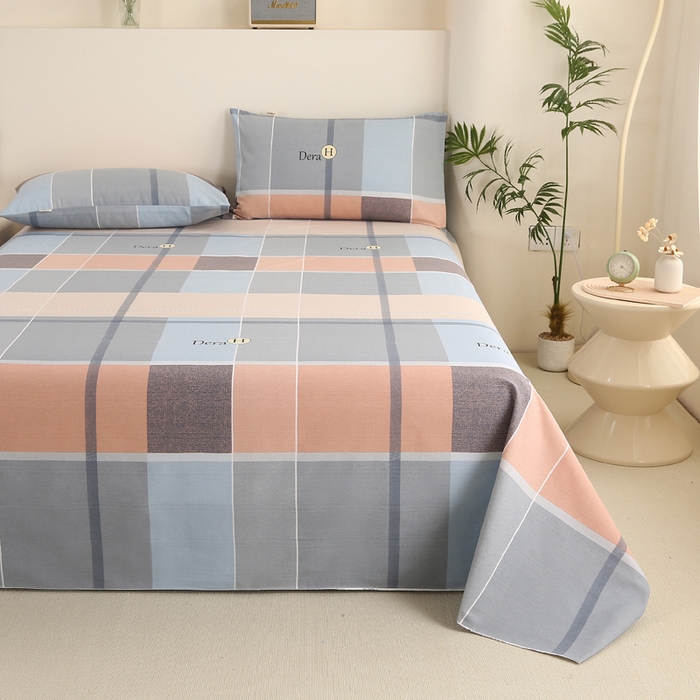 91家纺网 家纺一手货源 找家纺 棉乐町家居 2025新款三枚段条卷边老粗布床单套件 尚雅格调-原棉款