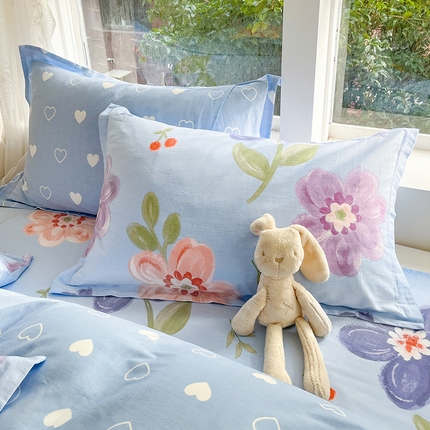 91家纺网 家纺一手货源 找家纺 绵庭家纺 2024新款AB版12868全棉印花单枕套 繁花似锦