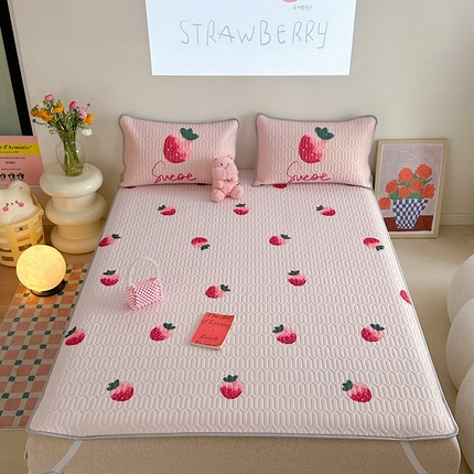 91家纺网 家纺一手货源 找家纺 美乐迪 2024新款大版乳胶凉席 草莓