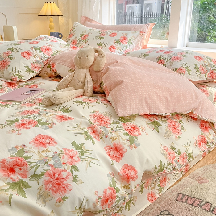 91家纺网 家纺一手货源 找家纺 绵庭家纺 2024新款AB版12868全棉印花单枕套 叶语初晴