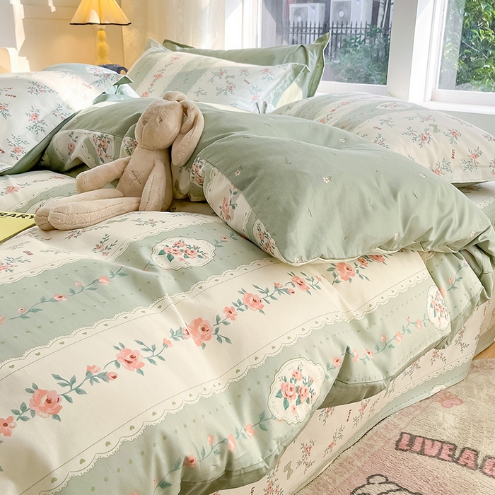 91家纺网 家纺一手货源 找家纺 绵庭家纺 2024新款AB版12868全棉印花单枕套 娴静小花