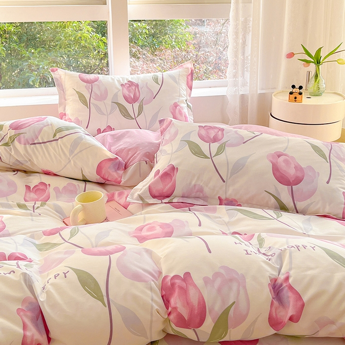 91家纺网 家纺一手货源 找家纺 绵庭家纺 2024新款AB版12868全棉印花单枕套 花梦里