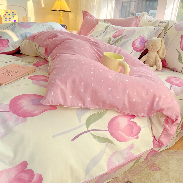 91家纺网 家纺一手货源 找家纺 绵庭家纺 2024新款AB版12868全棉印花单枕套 花梦里