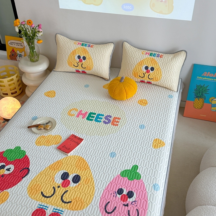 91家纺网 家纺一手货源 找家纺 美乐迪 2024新款大版乳胶凉席 奶油芝士