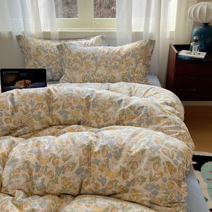 91家纺网 家纺一手货源 找家纺 （总）盛馨 2024全棉高支高密精梳棉小清新碎花四件套纯棉床笠三件套