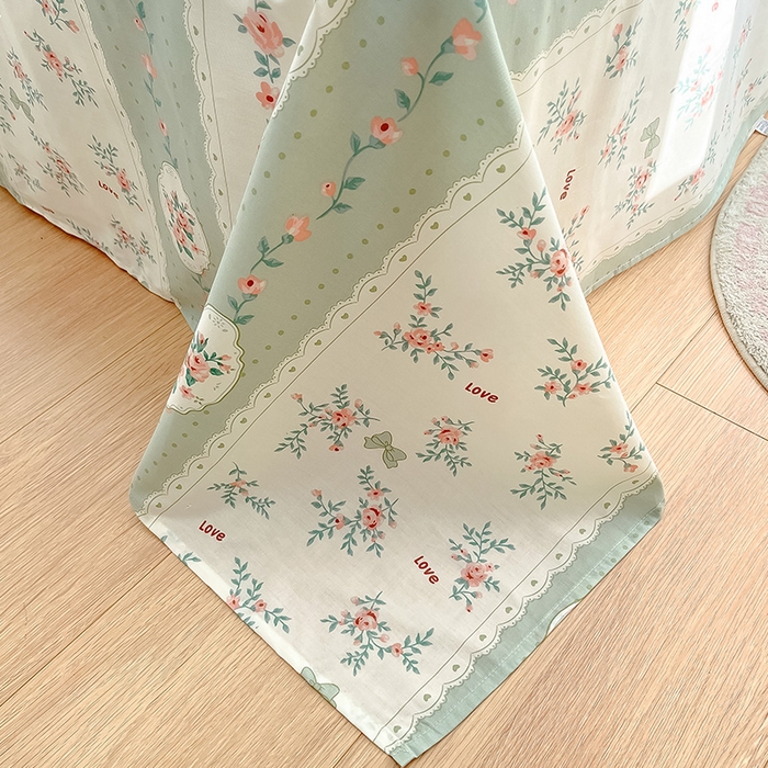 91家纺网 家纺一手货源 找家纺 绵庭家纺 2024新款AB版全棉印花系列四件套 娴静小花