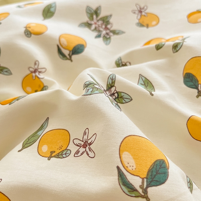 91家纺网 家纺一手货源 找家纺 绵庭家纺 2024新款AB版全棉印花系列四件套 蜜橙