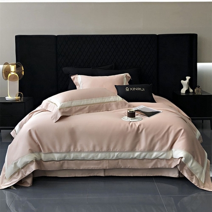 馨蕊 2024新款100S高奢简约长绒棉四件套-克里斯汀 克里斯汀-初夏粉