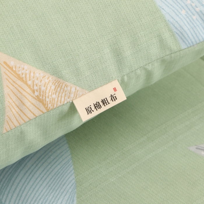 91家纺网 家纺一手货源 找家纺 棉乐町家居 2025新款三枚段条卷边老粗布床单套件 恋叶-原棉款