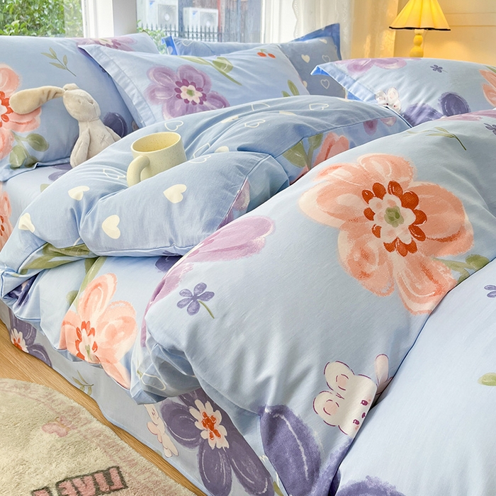 91家纺网 家纺一手货源 找家纺 绵庭家纺 2024新款AB版12868全棉印花单枕套 繁花似锦