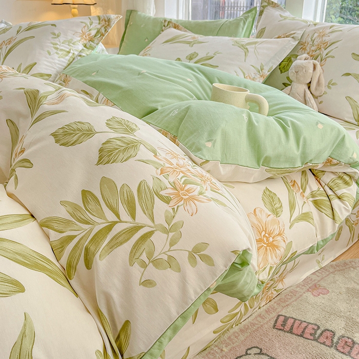 91家纺网 家纺一手货源 找家纺 绵庭家纺 2024新款AB版12868全棉印花单被套 羽飞舞