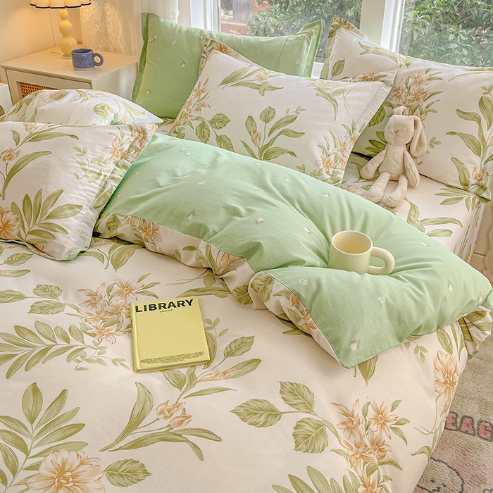 91家纺网 家纺一手货源 找家纺 绵庭家纺 2024新款AB版12868全棉印花单被套 羽飞舞