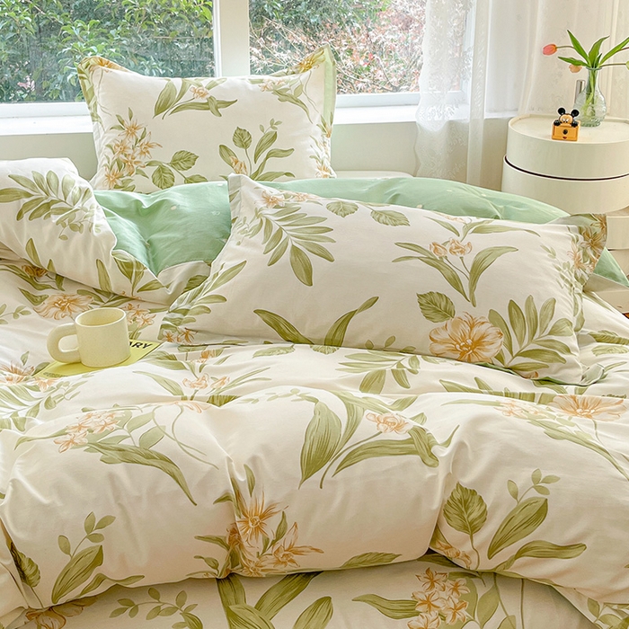 91家纺网 家纺一手货源 找家纺 绵庭家纺 2024新款AB版全棉印花系列四件套 羽飞舞