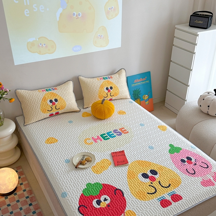 91家纺网 家纺一手货源 找家纺 美乐迪 2024新款大版乳胶凉席 奶油芝士