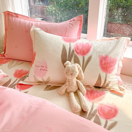 91家纺网 家纺一手货源 找家纺 绵庭家纺 2024新款AB版12868全棉印花单枕套 尤拉朵