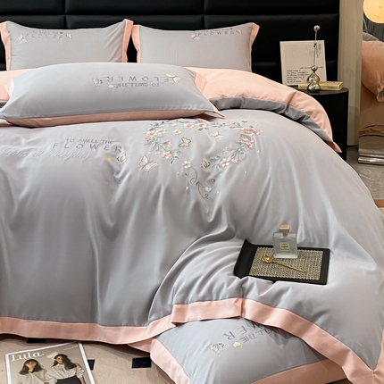 91家纺网 家纺一手货源 找家纺 （总）凯艾玲 2024新款简约轻奢磨毛细斜纹四件套-初见