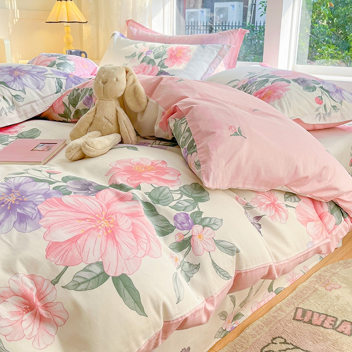 91家纺网 家纺一手货源 找家纺 绵庭家纺 2024新款AB版12868全棉印花单枕套 水榭听香-米