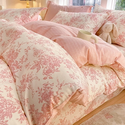 91家纺网 家纺一手货源 找家纺 （总）绵庭家纺 2024新款AB版全棉印花系列四件套