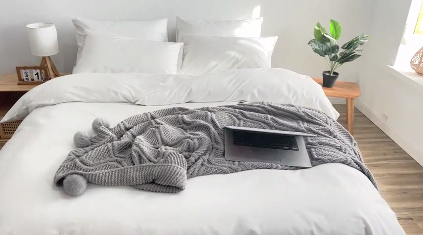 91家纺网 家纺一手货源 找家纺 (总)极梦2025新款40S纯棉长绒棉纯色全棉四件套喷气三件套 支持酒店定制