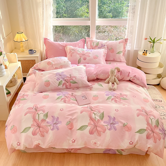 91家纺网 家纺一手货源 找家纺 绵庭家纺 2024新款AB版全棉印花系列四件套 兰若幽香