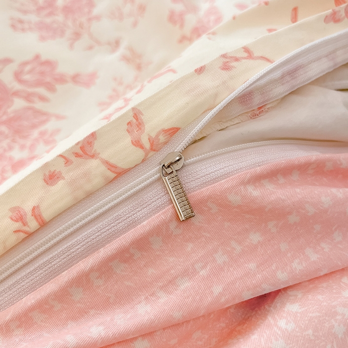 91家纺网 家纺一手货源 找家纺 绵庭家纺 2024新款AB版全棉印花系列四件套 藤蔓花影-粉