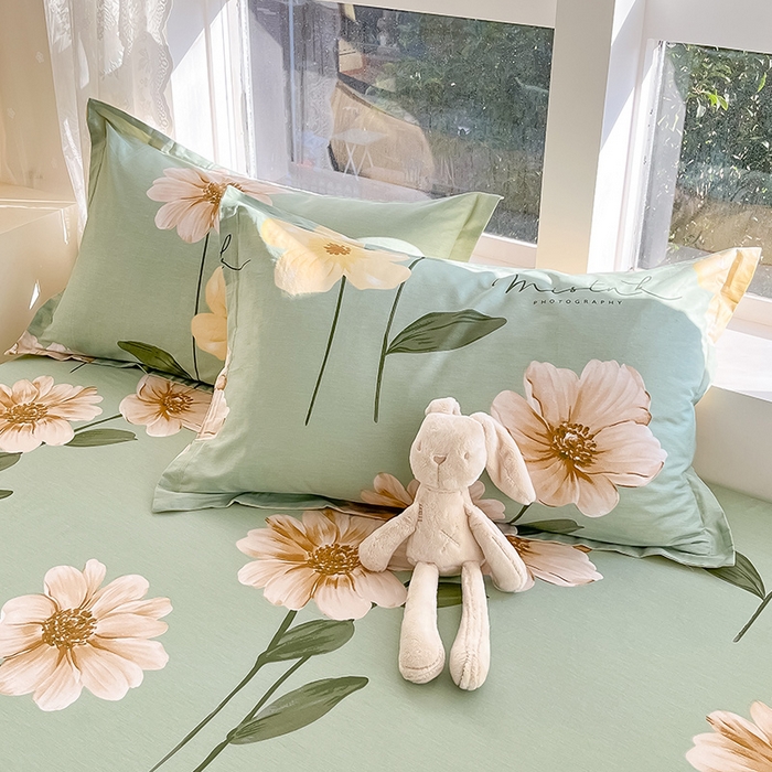 91家纺网 家纺一手货源 找家纺 绵庭家纺 2024新款AB版12868全棉印花单床笠  千垛嫚柔