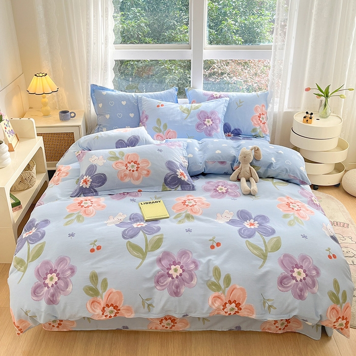 91家纺网 家纺一手货源 找家纺 绵庭家纺 2024新款AB版全棉印花系列四件套 繁花似锦