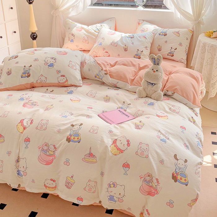 91家纺网 家纺一手货源 找家纺 优选良品 2025新款直播爆款母婴级水洗皱皱棉四件套小碎花被套床笠款三件套 动物乐园