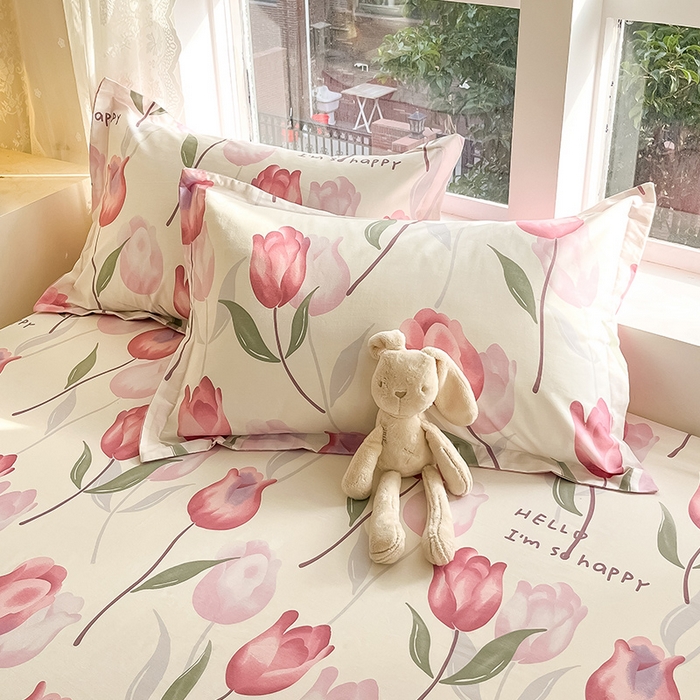 91家纺网 家纺一手货源 找家纺 绵庭家纺 2024新款AB版12868全棉印花单床笠  花梦里