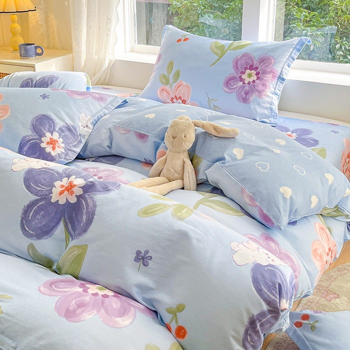 91家纺网 家纺一手货源 找家纺 绵庭家纺 2024新款AB版12868全棉印花单被套 繁花似锦