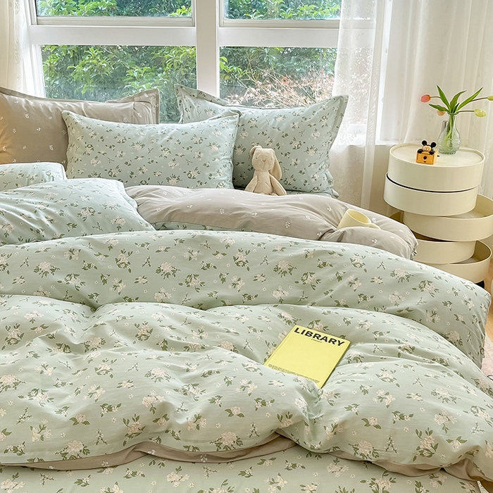 91家纺网 家纺一手货源 找家纺 绵庭家纺 2024新款AB版12868全棉印花单枕套 盛夏茶花