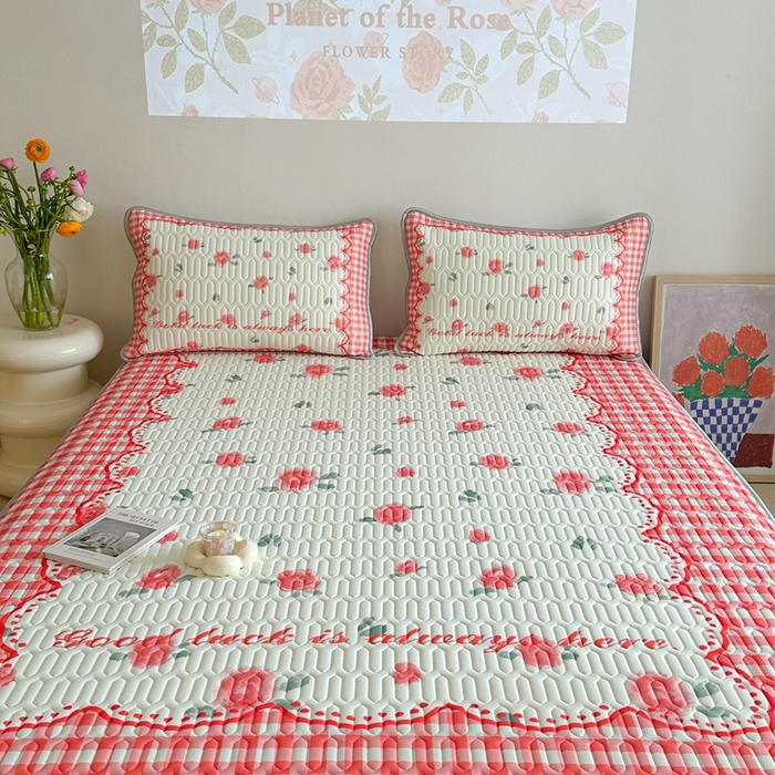 91家纺网 家纺一手货源 找家纺 美乐迪 2024新款大版乳胶凉席 玫瑰花园