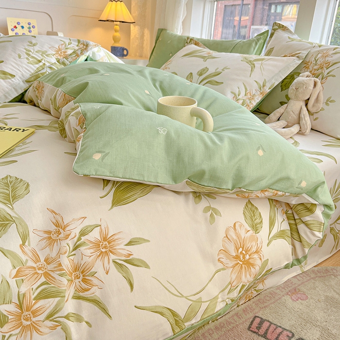 91家纺网 家纺一手货源 找家纺 绵庭家纺 2024新款AB版12868全棉印花单被套 羽飞舞