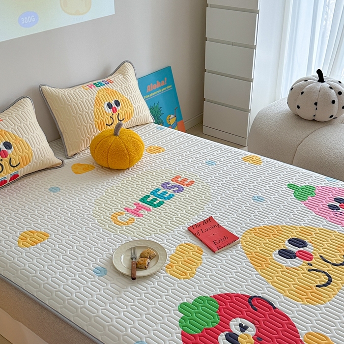 91家纺网 家纺一手货源 找家纺 美乐迪 2024新款大版乳胶凉席 奶油芝士