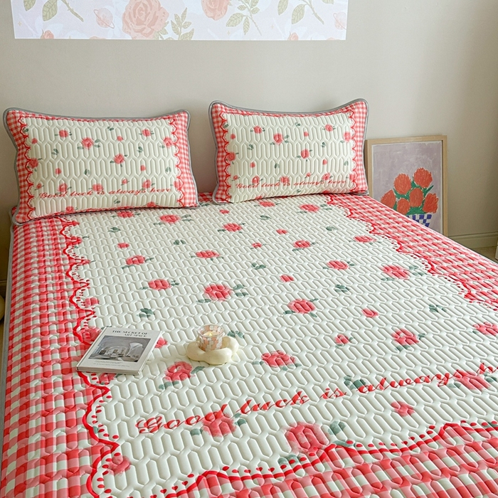 91家纺网 家纺一手货源 找家纺 美乐迪 2024新款大版乳胶凉席 玫瑰花园