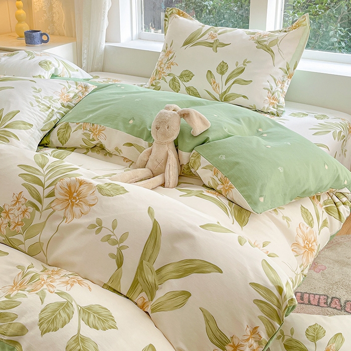 91家纺网 家纺一手货源 找家纺 绵庭家纺 2024新款AB版全棉印花系列四件套 羽飞舞