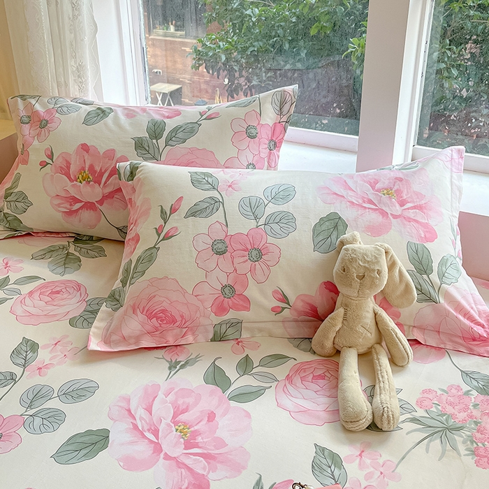 91家纺网 家纺一手货源 找家纺 绵庭家纺 2024新款AB版12868全棉印花单床笠  云花妙染