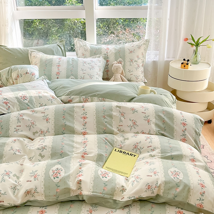 91家纺网 家纺一手货源 找家纺 绵庭家纺 2024新款AB版12868全棉印花单枕套 娴静小花