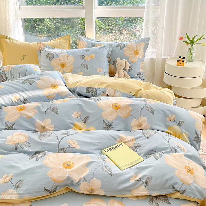 91家纺网 家纺一手货源 找家纺 绵庭家纺 2024新款AB版12868全棉印花单被套 雅致花都