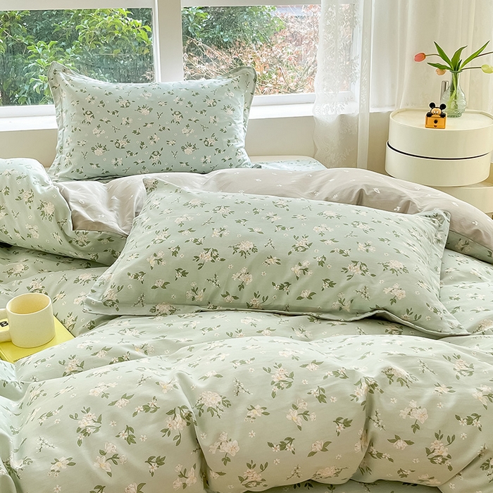 91家纺网 家纺一手货源 找家纺 绵庭家纺 2024新款AB版12868全棉印花单枕套 盛夏茶花