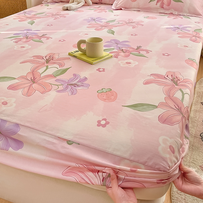 91家纺网 家纺一手货源 找家纺 绵庭家纺 2024新款AB版12868全棉印花单床笠  兰若幽香