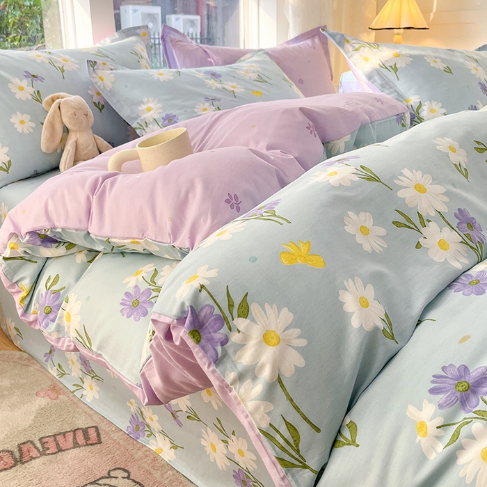 91家纺网 家纺一手货源 找家纺 绵庭家纺 2024新款AB版12868全棉印花单枕套 田苑花间