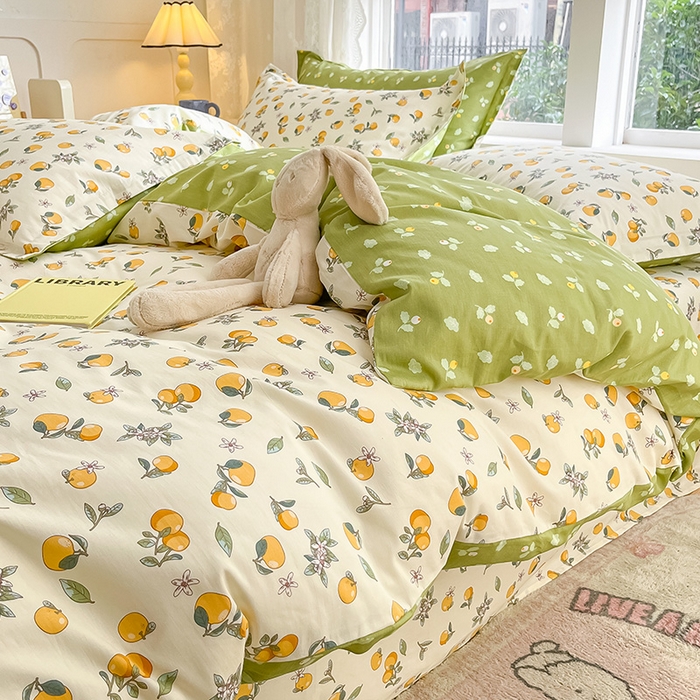 91家纺网 家纺一手货源 找家纺 绵庭家纺 2024新款AB版12868全棉印花单枕套 蜜橙