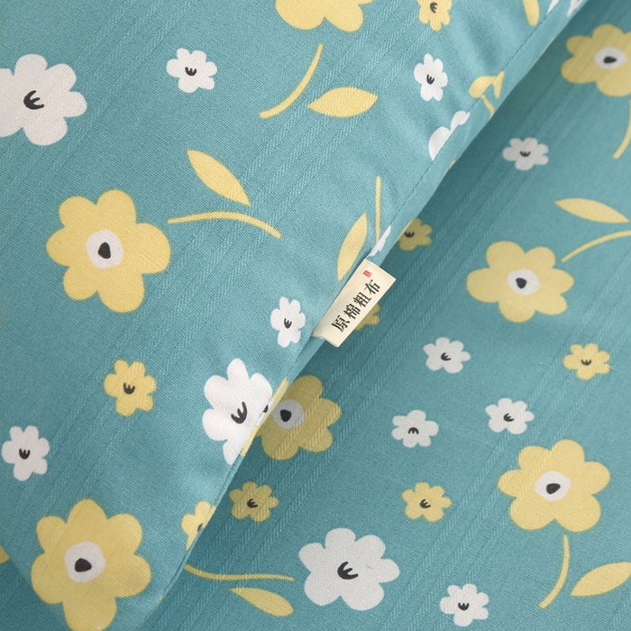 91家纺网 家纺一手货源 找家纺 棉乐町家居 2025新款三枚段条卷边老粗布床单套件 繁花热情-原棉款