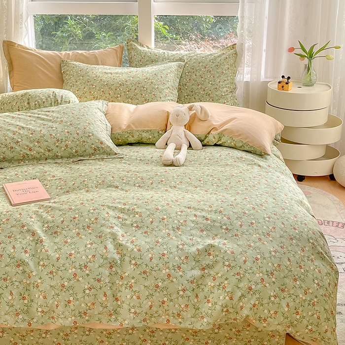 91家纺网 家纺一手货源 找家纺 绵庭家纺 2024新款AB版全棉印花系列四件套 浮世繁华