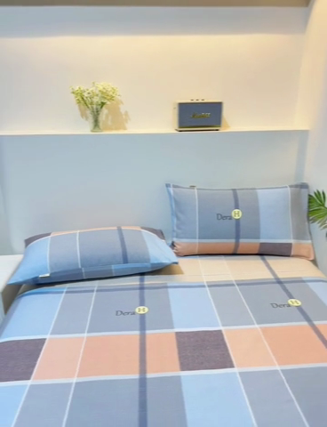 91家纺网 家纺一手货源 找家纺 棉乐町家居 2025新款三枚段条卷边老粗布床单套件 尚雅格调-原棉款